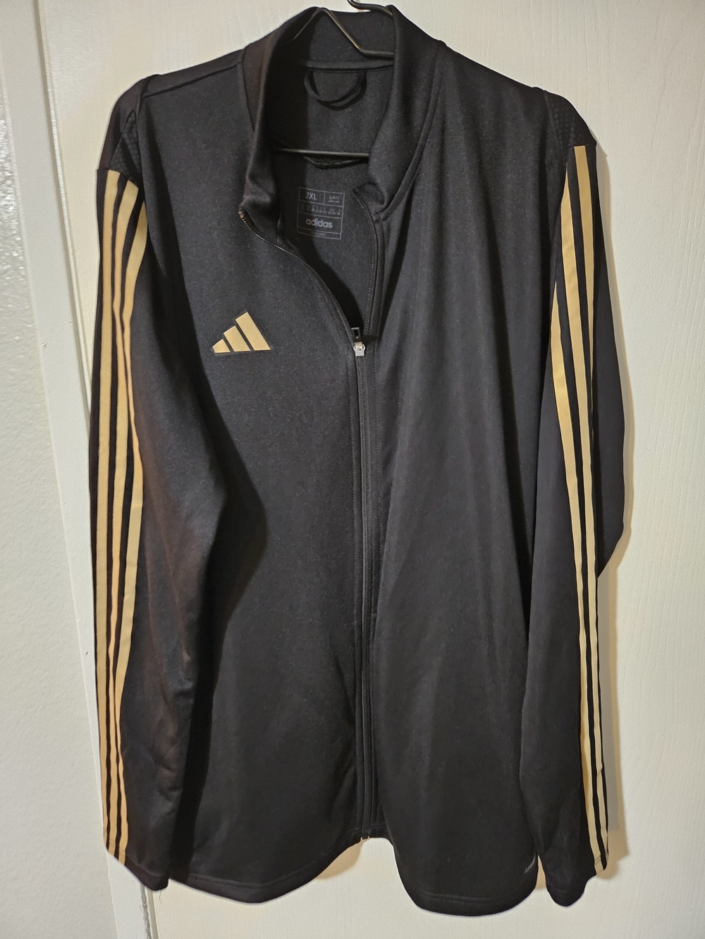 Adidas Men's Black Track Jacket with Gold Stripes - Aeroready
